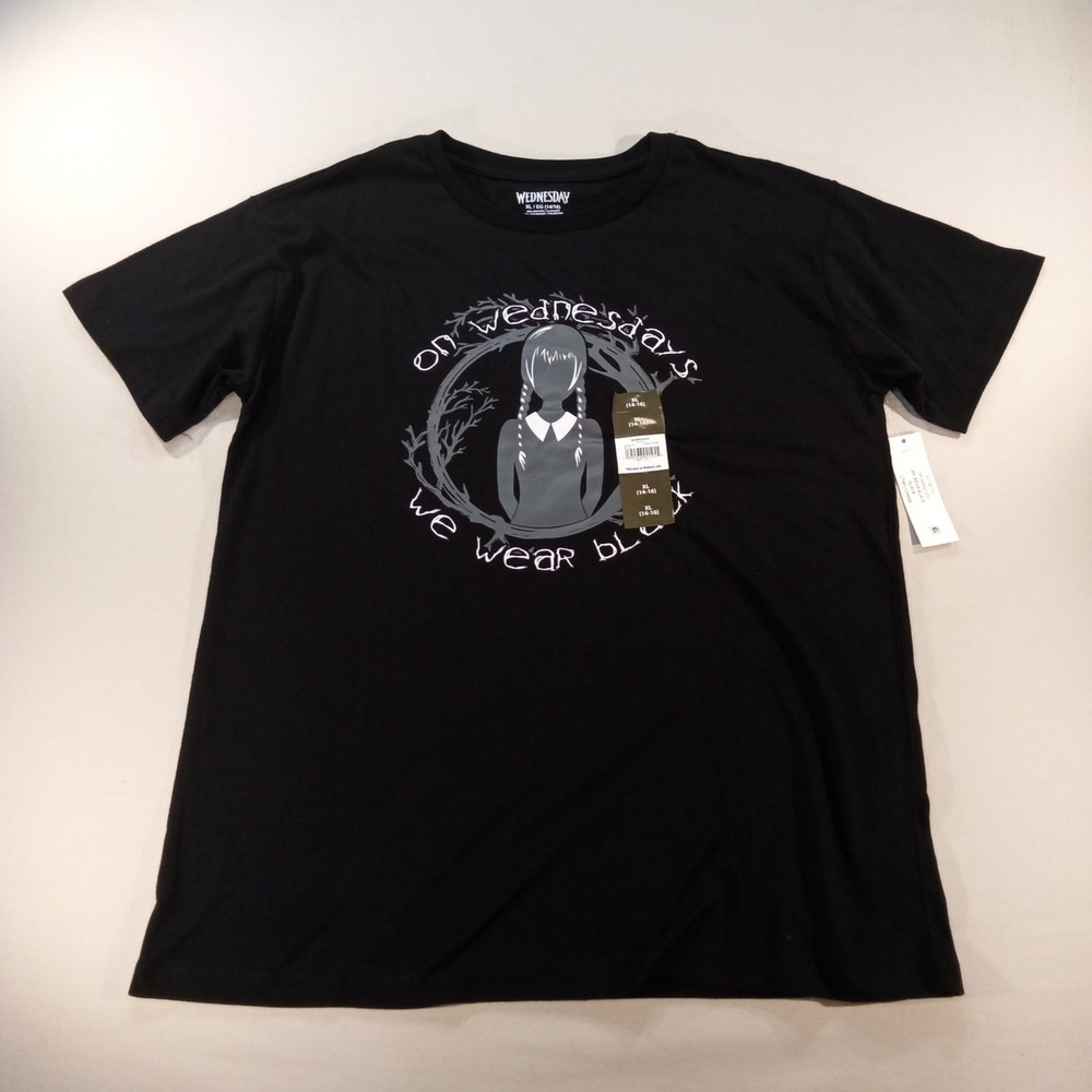 Wednesday Addams Tee "On Wednesdays‎ We Wear Black" – Girls XL (14/16) – NWT